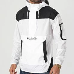 Promo 👏 Coupe-Vent Capuche Challenger 1714291 Noir Blanc de Columbia 🔔