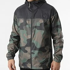 Meilleure affaire 🔔 Coupe-vent Zippé Capuche Flash Challenger Vert kaki Noir Camouflage de Columbia ⌛