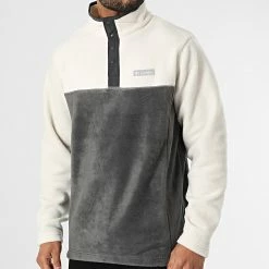 Coupon ✔️ Sweat Col Zippé Steens Mountain 1861681 Gris Anthracite Beige de Columbia 🥰